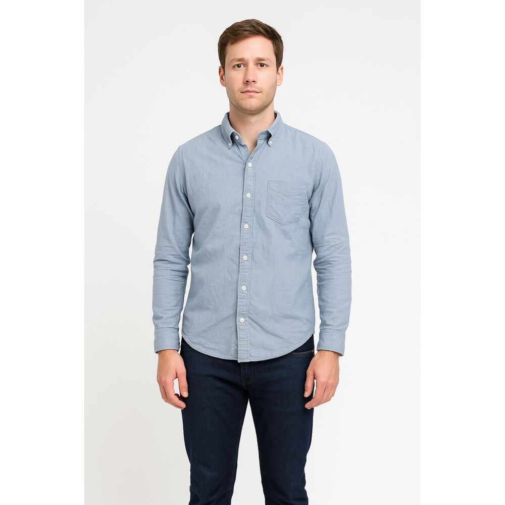 Express Blue Cotton Button Down Dress Shirt Small Smart Casual Minimalist